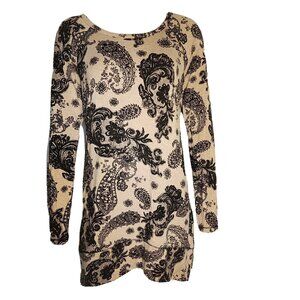 Soma Sleep Dress Womens S Small Brown Black Paisley Long Sleeve Pullover Lounge